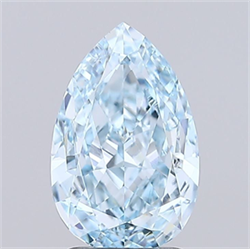 Picture of Lab Grown Diamond 2.53 Carats, Pear with  Cut, Fancy Vivid Blue Color, VVS2 Clarity and Certified by IGI