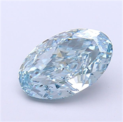 Picture of Lab Grown Diamond 1.33 Carats, Oval with  Cut, Fancy Vivid Blue Color, VS1 Clarity and Certified by IGI