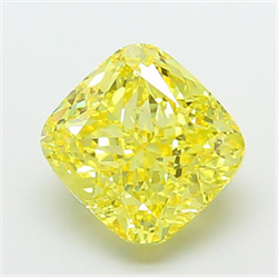 Picture of Lab Grown Diamond 5.06 Carats, CUSHION MODIFIED with  Cut, Fancy Vivid Yellow Color, VS1 Clarity and Certified by IGI