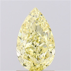 Picture of Lab Grown Diamond 1.27 Carats, Pear with  Cut, Fancy Intense Yellow Color, VS1 Clarity and Certified by IGI
