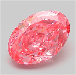 Picture of Lab Grown Diamond 3.07 Carats, Oval with  Cut, Fancy Vivid Pink Color, VVS2 Clarity and Certified by IGI