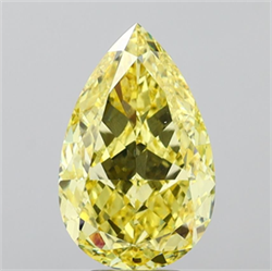 Picture of Lab Grown Diamond 7.03 Carats, Pear with  Cut, Fancy Intense Yellow Color, VS1 Clarity and Certified by IGI