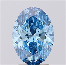 Picture of Lab Grown Diamond 2.05 Carats, Oval with  Cut, Fancy Vivid Blue Color, VS1 Clarity and Certified by IGI