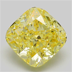Picture of Lab Grown Diamond 5.06 Carats, CUSHION MODIFIED with  Cut, Fancy Intense Yellow Color, VVS2 Clarity and Certified by IGI