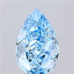 Picture of Lab Grown Diamond 1.91 Carats, Pear with  Cut, Fancy Vivid Blue Color, VVS2 Clarity and Certified by IGI