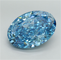 Picture of Lab Grown Diamond 10.61 Carats, Oval with  Cut, Fancy Vivid Blue Color, VS1 Clarity and Certified by IGI