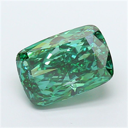 Picture of Lab Grown Diamond 4.46 Carats, CUSHION MODIFIED with  Cut, Fancy Vivid Green Color, VS1 Clarity and Certified by IGI