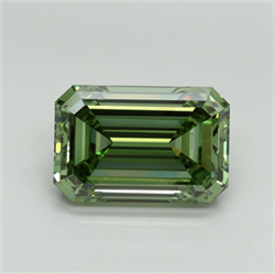 Picture of Lab Grown Diamond 5.08 Carats, Emerald with  Cut, Fancy Vivid Green Color, VVS2 Clarity and Certified by IGI