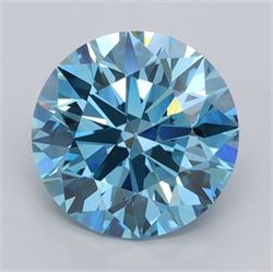 Picture of Lab Grown Diamond 3.00 Carats, Round with Ideal Cut, Fancy Vivid Blue Color, VS1 Clarity and Certified by IGI