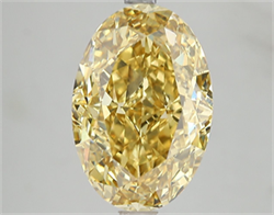 Picture of Lab Grown Diamond 6.15 Carats, Oval with  Cut, Fancy Vivid Yellow Color, VVS2 Clarity and Certified by IGI