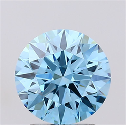 Picture of Lab Grown Diamond 2.03 Carats, Round with Ideal Cut, Fancy Vivid Blue Color, VS1 Clarity and Certified by IGI