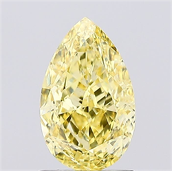 Picture of Lab Grown Diamond 1.34 Carats, Pear with  Cut, Fancy Vivid Yellow Color, VS1 Clarity and Certified by IGI