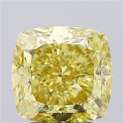 Picture of Lab Grown Diamond 2.67 Carats, CUSHION MODIFIED with  Cut, Fancy Intense Yellow Color, VVS2 Clarity and Certified by IGI