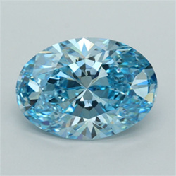 Picture of Lab Grown Diamond 2.53 Carats, Oval with  Cut, Fancy Vivid Blue Color, VVS1 Clarity and Certified by IGI
