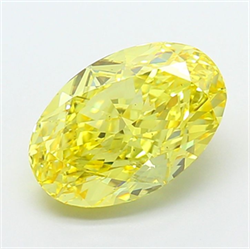 Picture of Lab Grown Diamond 2.75 Carats, Oval with  Cut, Fancy Vivid Yellow Color, VS2 Clarity and Certified by IGI