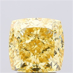 Picture of Lab Grown Diamond 2.71 Carats, CUSHION MODIFIED with  Cut, Fancy Vivid Yellow Color, VS1 Clarity and Certified by IGI