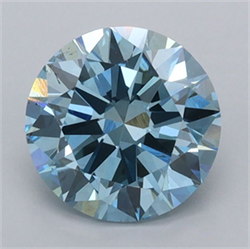 Picture of Lab Grown Diamond 1.51 Carats, Round with Excellent Cut, Fancy Vivid Blue Color, VS1 Clarity and Certified by IGI