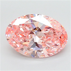Picture of Lab Grown Diamond 5.04 Carats, Oval with  Cut, Fancy Vivid Pink Color, VS1 Clarity and Certified by IGI
