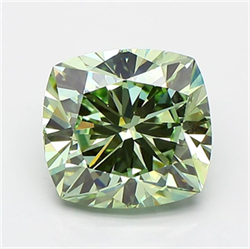 Picture of Lab Grown Diamond 3.13 Carats, CUSHION MODIFIED with  Cut, Fancy Vivid Green Color, VVS2 Clarity and Certified by IGI