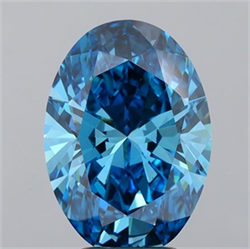 Picture of Lab Grown Diamond 4.04 Carats, Oval with  Cut, Fancy Vivid Blue Color, VS1 Clarity and Certified by IGI