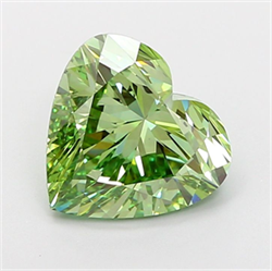Picture of Lab Grown Diamond 3.07 Carats, Heart with  Cut, Fancy Vivid Green Color, VS1 Clarity and Certified by IGI