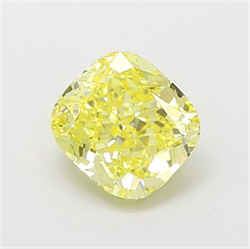Picture of Lab Grown Diamond 1.51 Carats, CUSHION MODIFIED with  Cut, Fancy Intense Yellow Color, VS1 Clarity and Certified by IGI