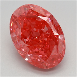 Picture of Lab Grown Diamond 3.25 Carats, Oval with  Cut, Fancy Vivid Pink Color, VS1 Clarity and Certified by IGI
