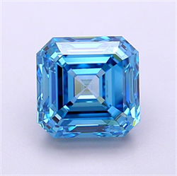Picture of Lab Grown Diamond 2.50 Carats, Asscher with  Cut, Fancy Vivid Blue Color, VS1 Clarity and Certified by IGI