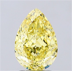 Picture of Lab Grown Diamond 2.75 Carats, Pear with  Cut, Fancy Intense Yellow Color, VS1 Clarity and Certified by IGI