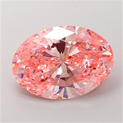 Picture of Lab Grown Diamond 4.01 Carats, Oval with  Cut, Fancy Vivid Pink Color, VS1 Clarity and Certified by IGI