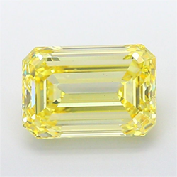 Picture of Lab Grown Diamond 5.06 Carats, Emerald with  Cut, Fancy Vivid Yellow Color, VS2 Clarity and Certified by IGI