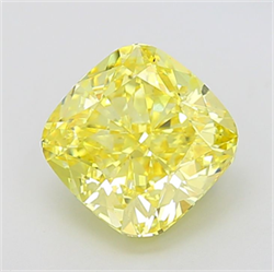 Picture of Lab Grown Diamond 5.08 Carats, CUSHION MODIFIED with  Cut, Fancy Intense Yellow Color, VS1 Clarity and Certified by IGI