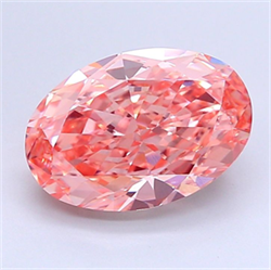 Picture of Lab Grown Diamond 3.07 Carats, Oval with  Cut, Fancy Vivid Pink Color, VS1 Clarity and Certified by IGI