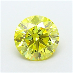 Picture of Lab Grown Diamond 1.35 Carats, Round with Excellent Cut, Fancy Vivid Yellow Color, VVS2 Clarity and Certified by IGI
