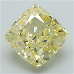 Picture of Lab Grown Diamond 3.04 Carats, CUSHION MODIFIED with  Cut, Fancy Intense Yellow Color, VS1 Clarity and Certified by IGI