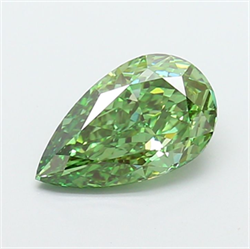 Picture of Lab Grown Diamond 2.08 Carats, Pear with  Cut, Fancy Vivid Green Color, VS1 Clarity and Certified by IGI