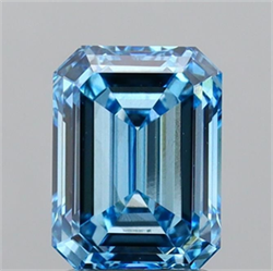 Picture of Lab Grown Diamond 2.03 Carats, Emerald with  Cut, Fancy Intense Blue Color, VS2 Clarity and Certified by IGI
