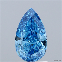 Picture of Lab Grown Diamond 1.51 Carats, Pear with  Cut, Fancy Vivid Blue Color, VS1 Clarity and Certified by IGI