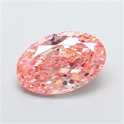 Picture of Lab Grown Diamond 4.40 Carats, Oval with  Cut, Fancy Vivid Pink Color, VS1 Clarity and Certified by IGI