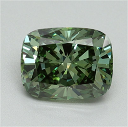 Picture of Lab Grown Diamond 1.51 Carats, CUSHION MODIFIED with  Cut, Fancy Vivid Green Color, VS2 Clarity and Certified by IGI
