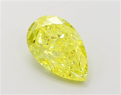 Picture of Lab Grown Diamond 1.49 Carats, Pear with  Cut, Fancy Vivid Yellow Color, VVS2 Clarity and Certified by IGI