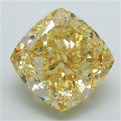 Picture of Lab Grown Diamond 9.18 Carats, CUSHION MODIFIED with  Cut, Fancy Vivid Yellow Color, VS1 Clarity and Certified by IGI