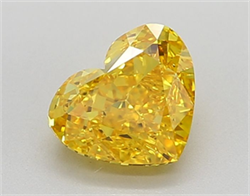 Picture of Lab Grown Diamond 1.30 Carats, Heart with  Cut, Fancy Vivid Yellow Color, VVS2 Clarity and Certified by IGI