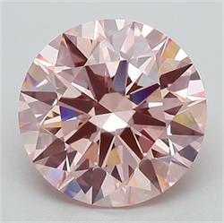 Picture of Lab Grown Diamond 3.09 Carats, Round with Ideal Cut, Fancy Intense Pink Color, VS1 Clarity and Certified by IGI