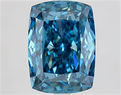 Picture of Lab Grown Diamond 5.06 Carats, CUSHION MODIFIED with  Cut, Fancy Vivid Blue Color, VS1 Clarity and Certified by IGI