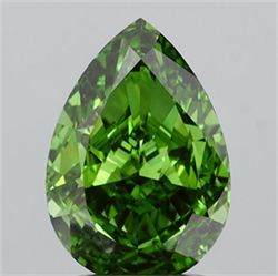 Picture of Lab Grown Diamond 2.01 Carats, Pear with  Cut, Fancy Vivid Green Color, VS1 Clarity and Certified by IGI