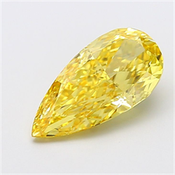 Picture of Lab Grown Diamond 3.07 Carats, Pear with  Cut, Fancy Vivid Yellow Color, VS1 Clarity and Certified by IGI