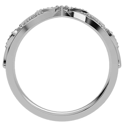 Leaf motif matching wedding ring set with diamonds