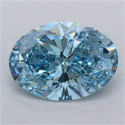 Picture of Lab Grown Diamond 1.75 Carats, Oval with  Cut, Fancy Vivid Blue Color, VVS2 Clarity and Certified by IGI
