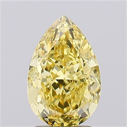 Picture of Lab Grown Diamond 2.25 Carats, Pear with  Cut, Fancy Vivid Yellow Color, VVS2 Clarity and Certified by IGI